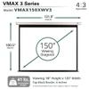 Elite Screens VMAX 3 with RC 1 Remote Kit, 150-INCH 4:3 Aspect Ratio, Wall Ceiling Motorized Drop Down Projector Screen, VMAX150XWV3 view 3
