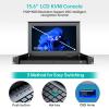 MT-VIKI 16-Port HDMI LCD KVM Console, 1U Rack Mount with 15.6'' LCD Monitor, 1080P@60Hz + 16 KVM Cables, for Short-Depth & Standard Rack view 3