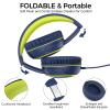 JOMILIN A10 Kids Headphones with Microphone, Lightweight Folding Stereo Bass Portable Wired Headphones with 1.5M No-Tangle Cord, Blue view 3