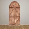 Aerdce Farm Arched Backdrop Cover Barn Wood Door Farm Parties Chiara Backdrops for Birthday Decorations Arched Wall Covers Stands Display Props Double-sided GX-225-3x5ft view 2