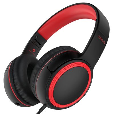 JOMILIN A10 Kids Headphones With Microphone, Lightweight Folding Stereo Bass With 1.5M No-Tangle Cord, Portable Wired for Smartphone Tablet Computer MP3/4 (Black)