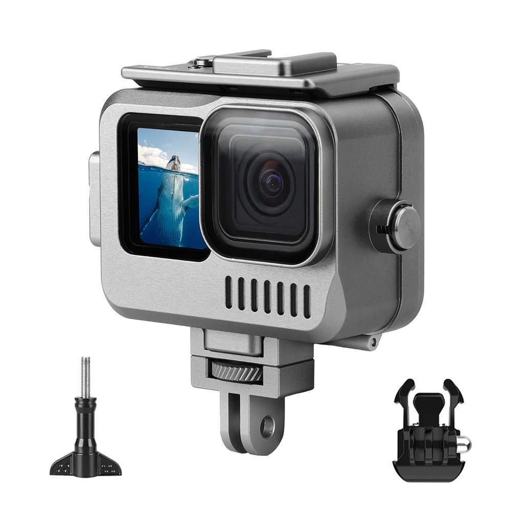 Aluminum Waterproof Case for GoPro Hero 12/11/10/9 Black, Protective 131FTUnderwater Dive Housing Shell with 2 Cold Shoe for GoPro Hero12/11/10/9 Black Action Camera
