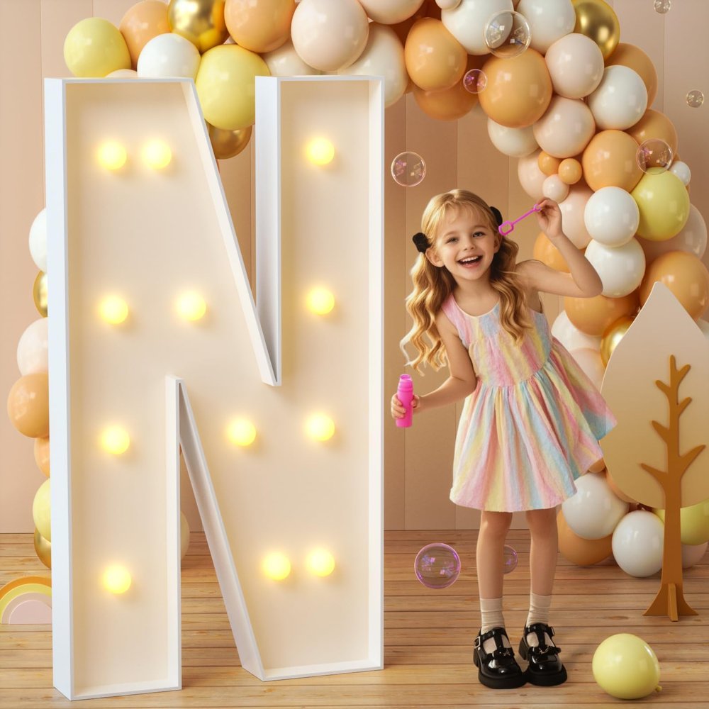 imprsv Marquee Letters, 4FT Light Up Letters N with Light for Party Decor