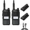 2 Pack Radioddity MU-5 MURS Radio, License Free Two-Way Radio Rechargeable, Display Sync for Industrial Business Retail + 2 Pack 1500mAh Batteries + PC002 USB Programming Cable CH340 Chip view 1