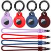 Kanya Silicone Case Compatible with AirTag,4 Pack Soft Anti-Scratch Shockproof Protective Skin Cover Holder with Keychain Carabiner for Apple AirTag (Light Purple+Red+Navy Blue+Burgundy) view 1