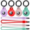 Kanya Silicone Case Compatible with AirTag,4 Pack Soft Anti-Scratch Shockproof Protective Skin Cover Holder with Keychain Carabiner for Apple AirTag (Light Purple + Red + Pink + Light Green) view 1