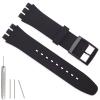 Hijiawee Silicone Band for Swatch 17mm 19mm 20mm, Replacement Waterproof Wristband Watch Strap for Swatch 20mm/19mm/17mm for Women Men (19mm, Black) view 1