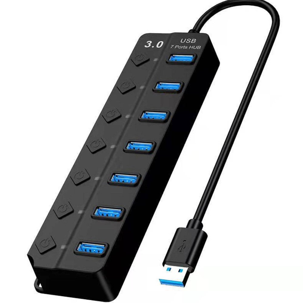 USB3.0 Splitter Multi-Function 7-Port HUB Expansion Computer one Tow Seven hub with Switch 7 Ports