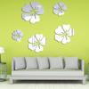 5pcs Flower Shaped Mirror Wall Stickers Mirror Wall Sticker Decal for Home Living Room Bedroom Decor 3D Flower DIY Wall Decoration Silver view 4