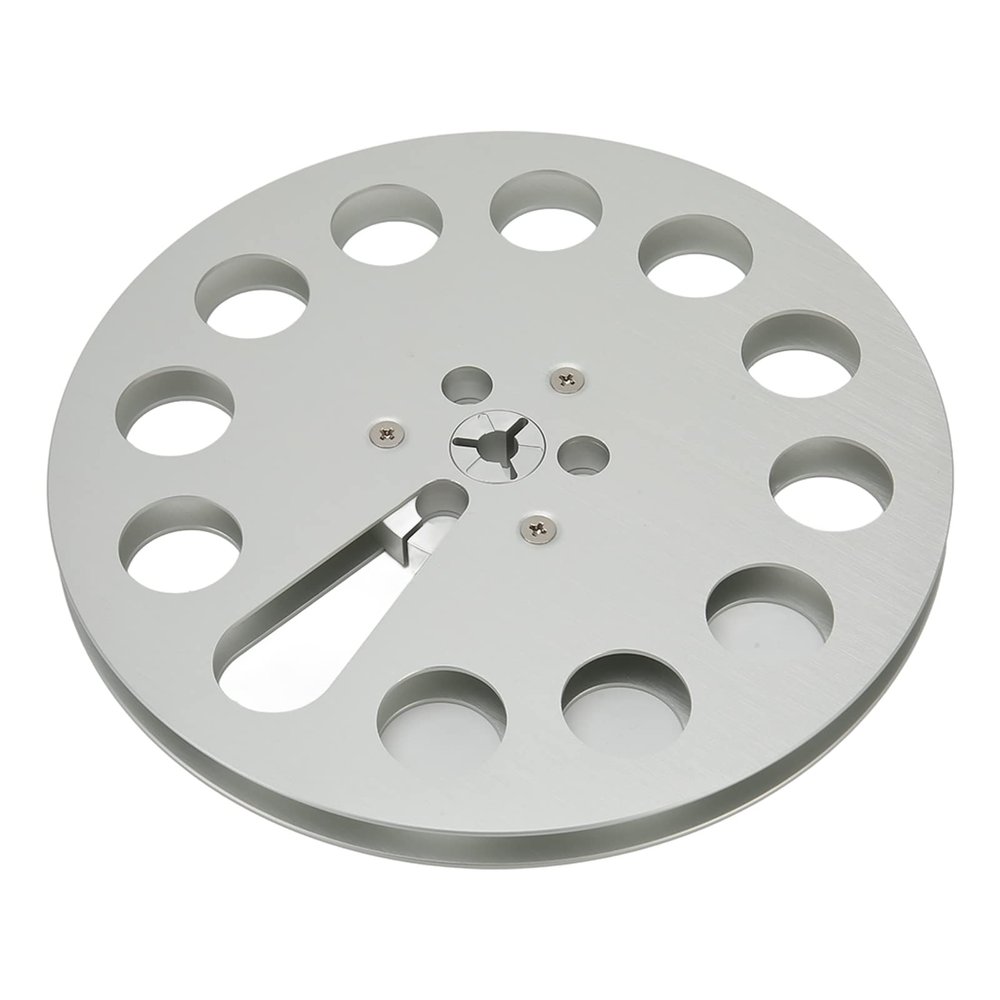 1/4 7 Inch Takeup Reel, Open Reel Audio Aluminum Alloy Takeup Reel, 11 Holes Wind Holes, 1/4 7 Inch Empty Tape Reel for Recording (Sliver)