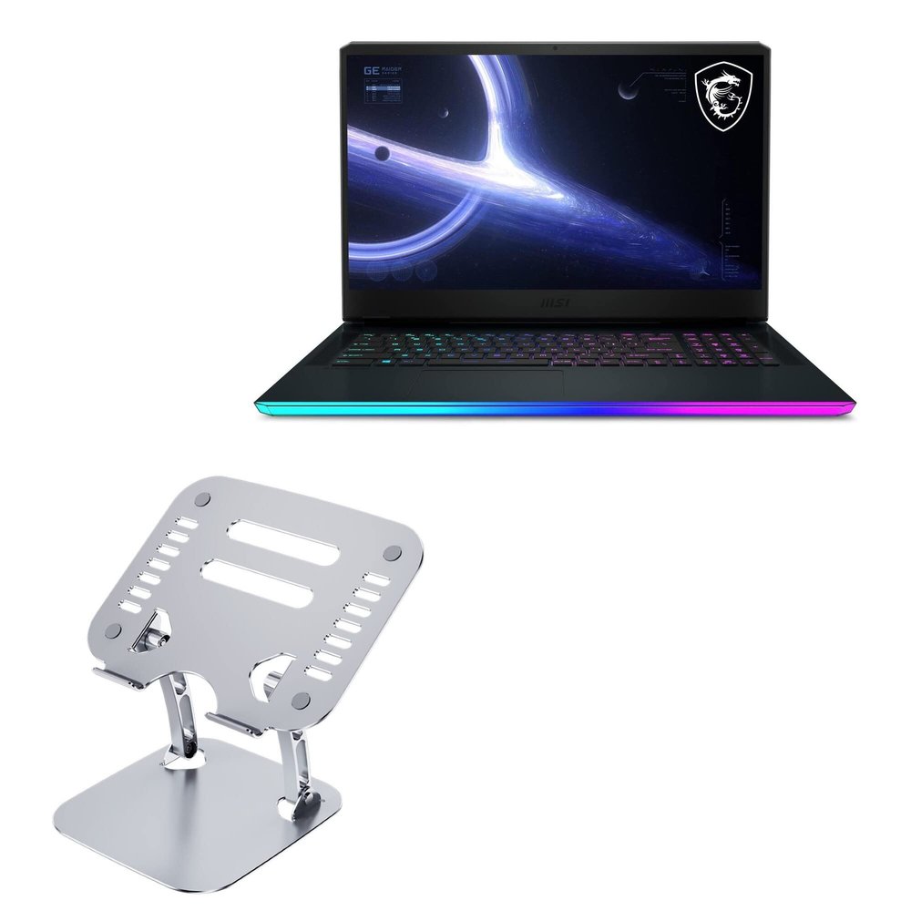 BoxWave Stand and Mount Compatible with MSI GE76 Raider (17.3 in) - Executive VersaView Laptop Stand, Ergonomic Adjustable Viewing Angle Metallic Riser - Metallic Silver
