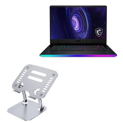 BoxWave Stand and Mount Compatible with MSI GE66210 GE66 Raider (15.6 in) - Executive VersaView Laptop Stand, Ergonomic Adjustable Viewing Angle Metallic Riser - Metallic Silver