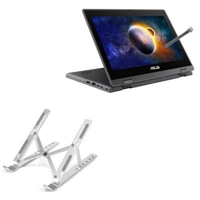 BoxWave Stand and Mount Compatible with ASUS BR1100C - Compact QuickSwitch Stand, Portable Multi Angle Viewing Foldable Riser - Metallic Silver