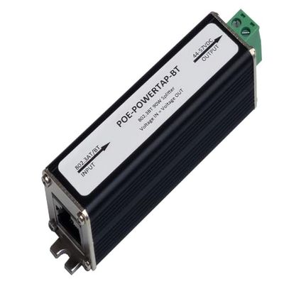 POE-POWERTAP-BT - for 802.3af/at/bt PoE Input, up to 105W Output on 2 Position Wire Terminal. LED Power Indicator.