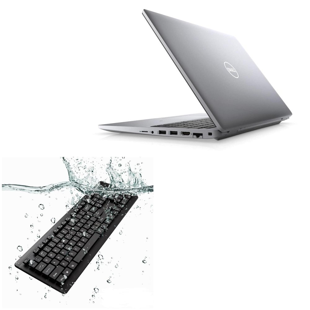 BoxWave Keyboard Compatible with Dell Latitude 5530 - AquaProof USB Keyboard, Washable Waterproof Water Resistant - Jet Black
