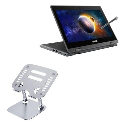 BoxWave Stand and Mount Compatible with ASUS BR1100C - Executive VersaView Laptop Stand, Ergonomic Adjustable Viewing Angle Metallic Riser - Metallic Silver