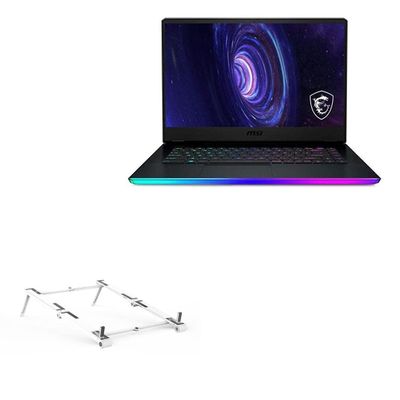 BoxWave Stand and Mount Compatible with MSI GE66210 GE66 Raider (15.6 in) - Pocket Aluminum Stand 3-in-1, Portable Multi Angle Viewing Riser - Metallic Silver