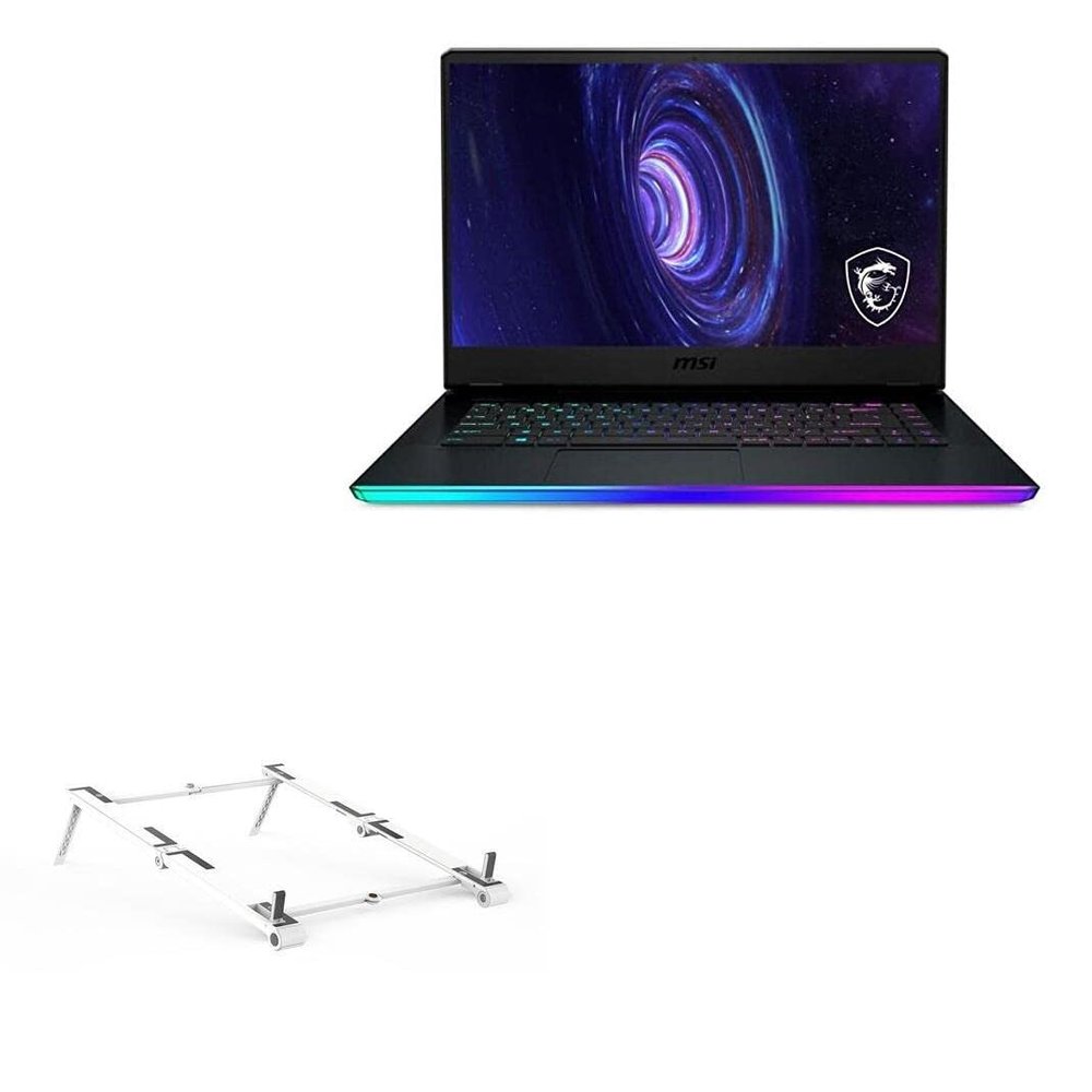 BoxWave Stand and Mount Compatible with MSI GE66210 GE66 Raider (15.6 in) - Pocket Aluminum Stand 3-in-1, Portable Multi Angle Viewing Riser - Metallic Silver