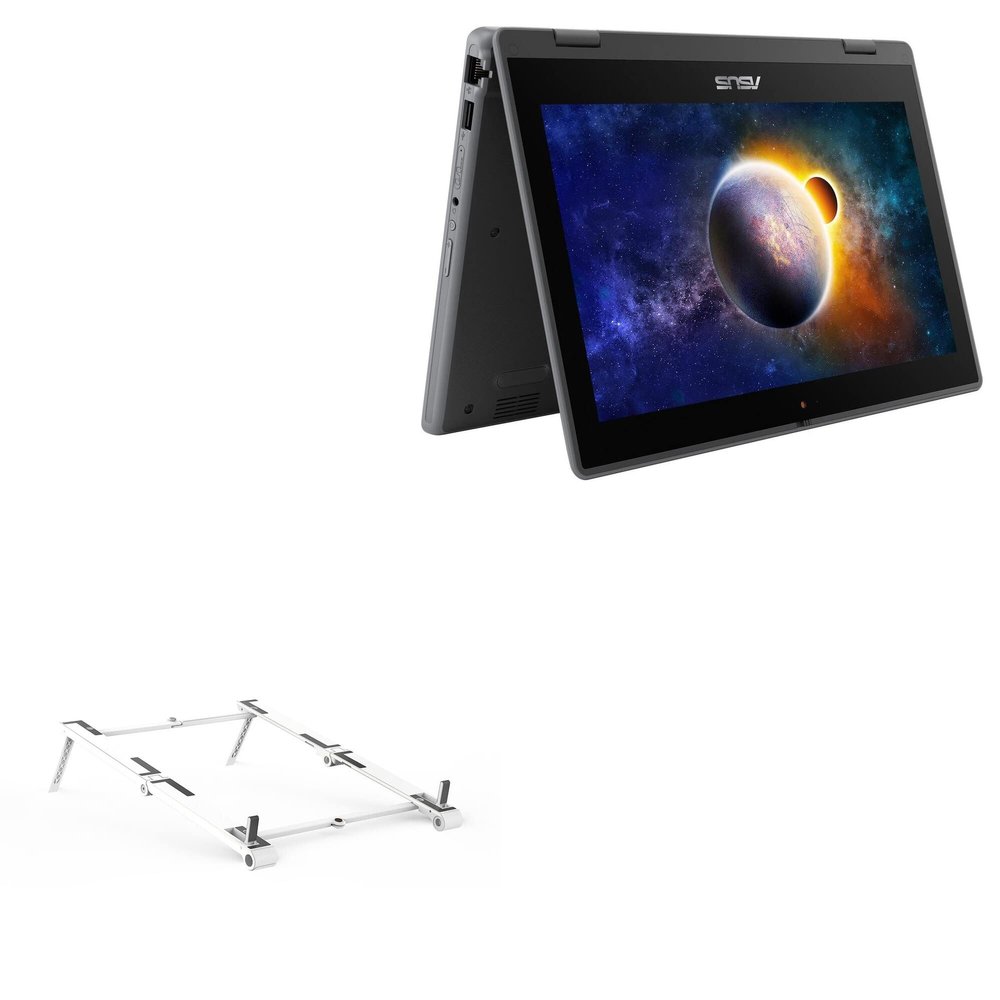 BoxWave Stand and Mount Compatible with ASUS BR1100F - Pocket Aluminum Stand 3-in-1, Portable Multi Angle Viewing Riser - Metallic Silver