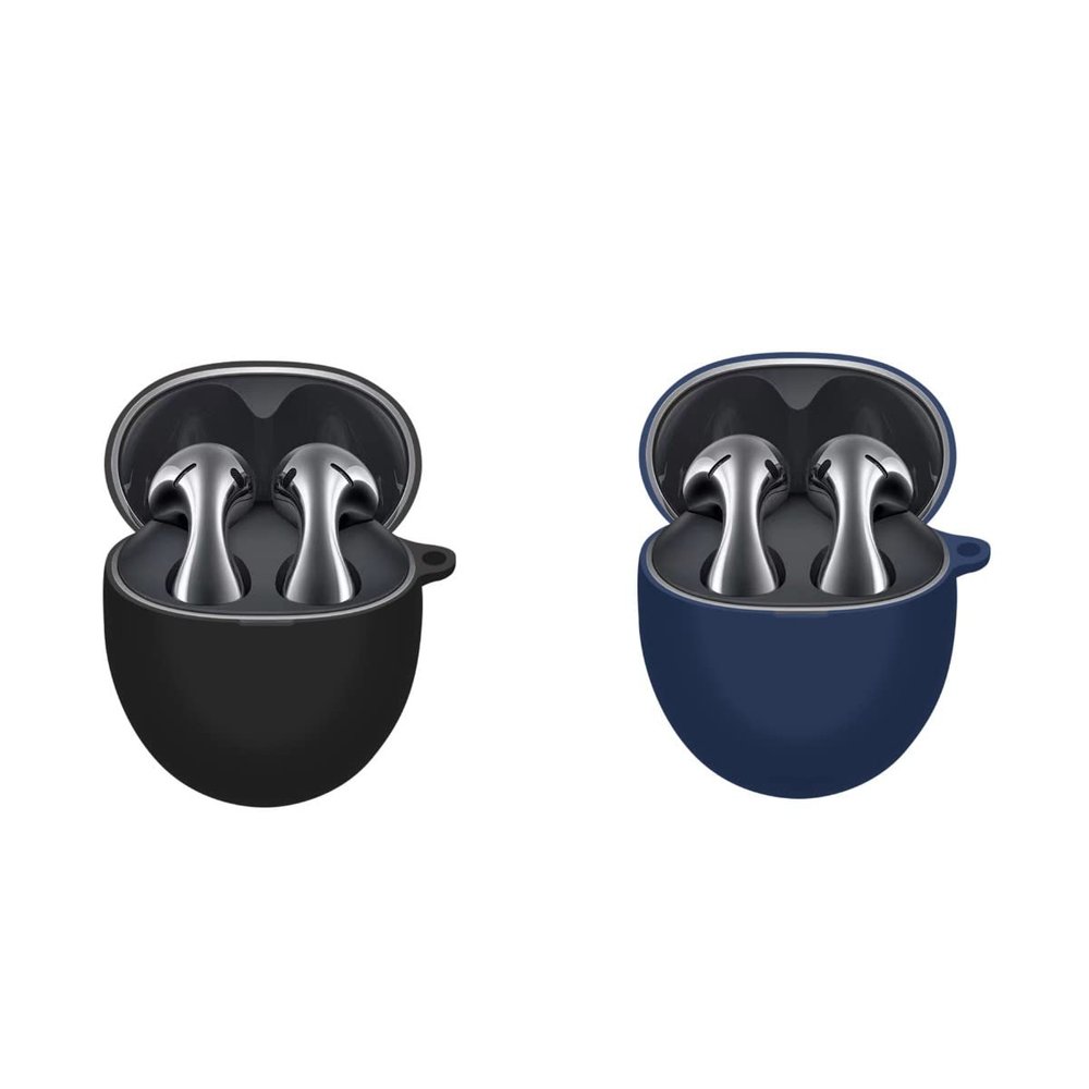 2 PACK DAYJOY Soft Silicone Protective Case Cover Compatible with Huawei Freebuds 5 earbuds, Protective Skin Sleeve with Key Chain (black+blue)