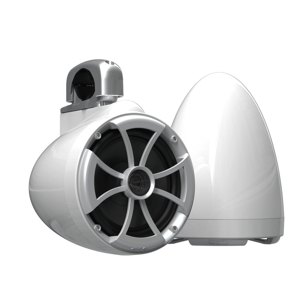 wet sounds ICON 8-W FC SA V2 ICON Series 8" White Tower Speaker with Fixed Clamps