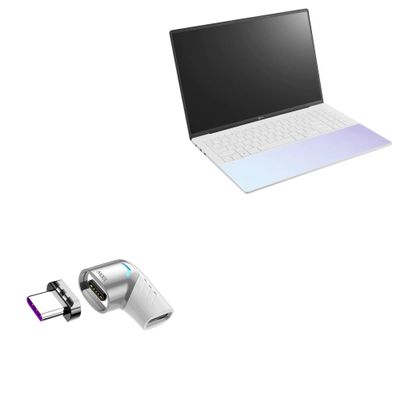 BoxWave Adapter Compatible with LG Gram Style 16 (16Z90RS) - MagnetoSnap PD Angle Adapter, Magnetic Charging Connector Device Saver - Metallic Silver