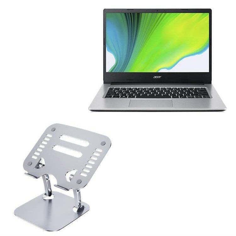 BoxWave Stand and Mount Compatible with Acer Aspire 3 (A314-22G) - Executive VersaView Laptop Stand, Ergonomic Adjustable Viewing Angle Metallic Riser - Metallic Silver