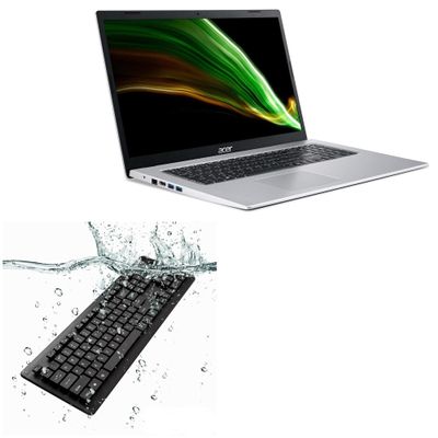 BoxWave Keyboard Compatible with Acer Aspire 3 (A317-53) - AquaProof USB Keyboard, Washable Waterproof Water Resistant - Jet Black
