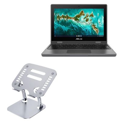 BoxWave Stand and Mount Compatible with ASUS Chromebook CR1 (CR1100) - Executive VersaView Laptop Stand, Ergonomic Adjustable Viewing Angle Metallic Riser - Metallic Silver