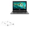 BoxWave Stand and Mount Compatible with ASUS Chromebook CR1 (CR1100) - Pocket Aluminum Stand 3-in-1, Portable Multi Angle Viewing Riser - Metallic Silver view 1