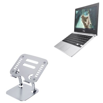 BoxWave Stand and Mount Compatible with ASUS Chromebook CX1 (CX1101) - Executive VersaView Laptop Stand, Ergonomic Adjustable Viewing Angle Metallic Riser - Metallic Silver