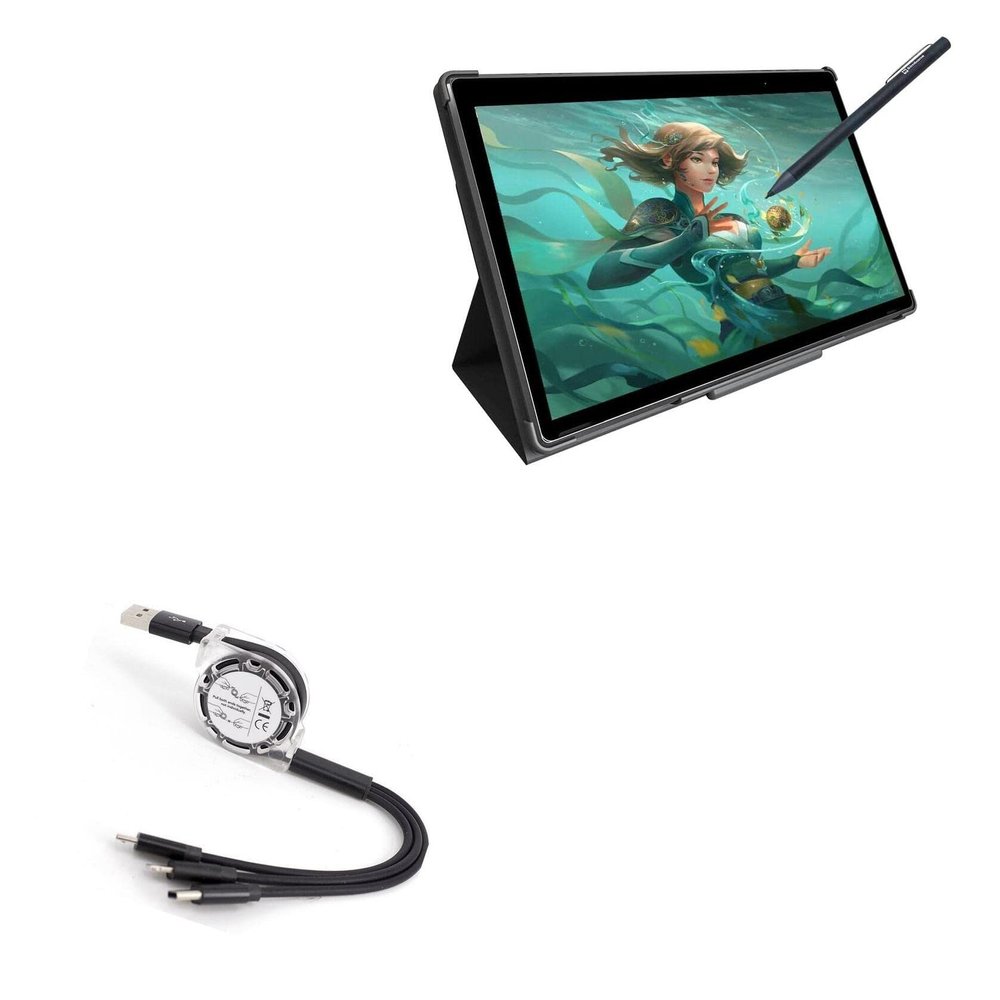 BoxWave Cable Compatible with Simbans PicassoTab XL (11.6 in) - AllCharge miniSync, Retractable, Portable USB Cable - Jet Black
