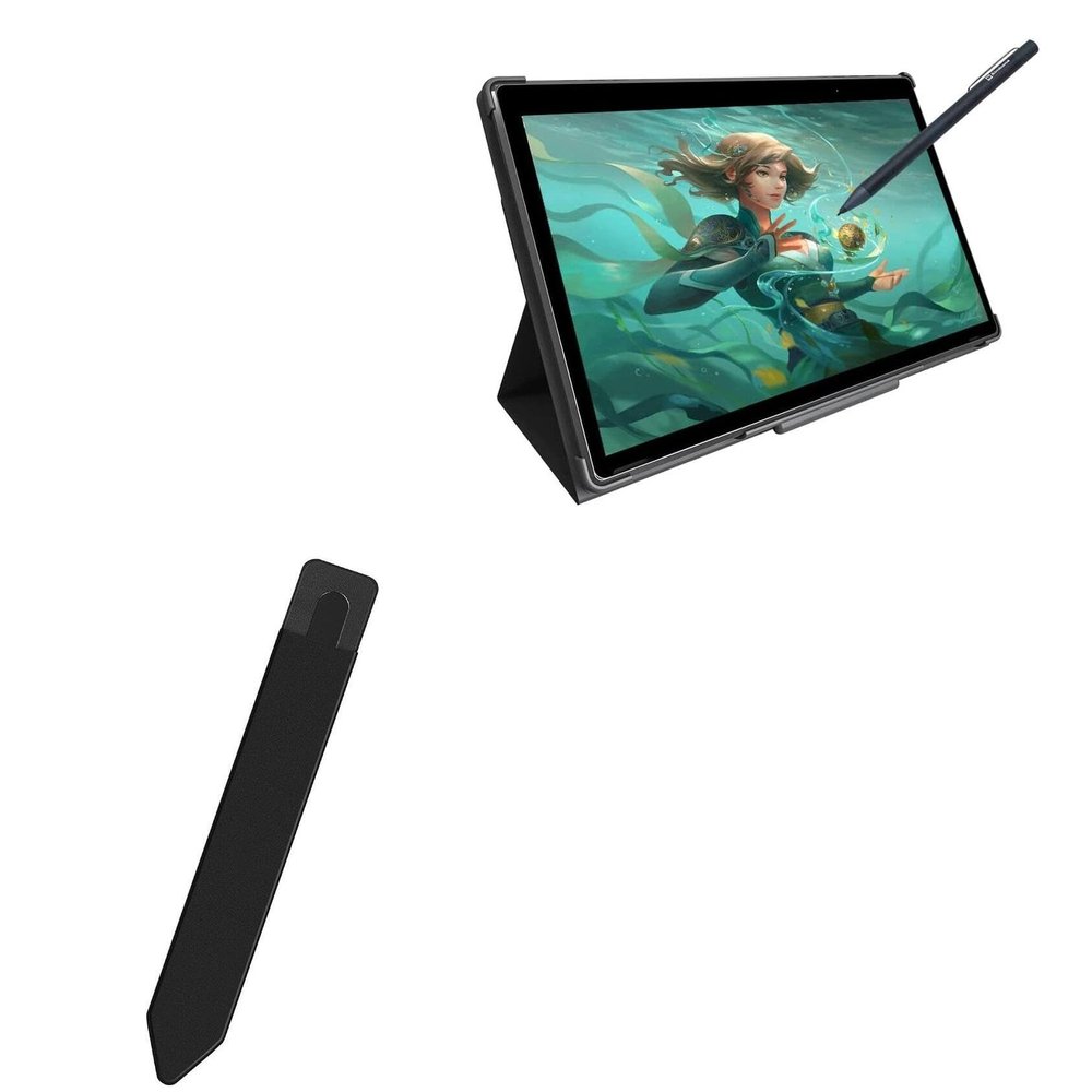 BoxWave Stylus Pouch Compatible with Simbans PicassoTab XL (11.6 in) - Stylus PortaPouch, Pen Stylii Holder Carrier Portable Self-Adhesive - Jet Black