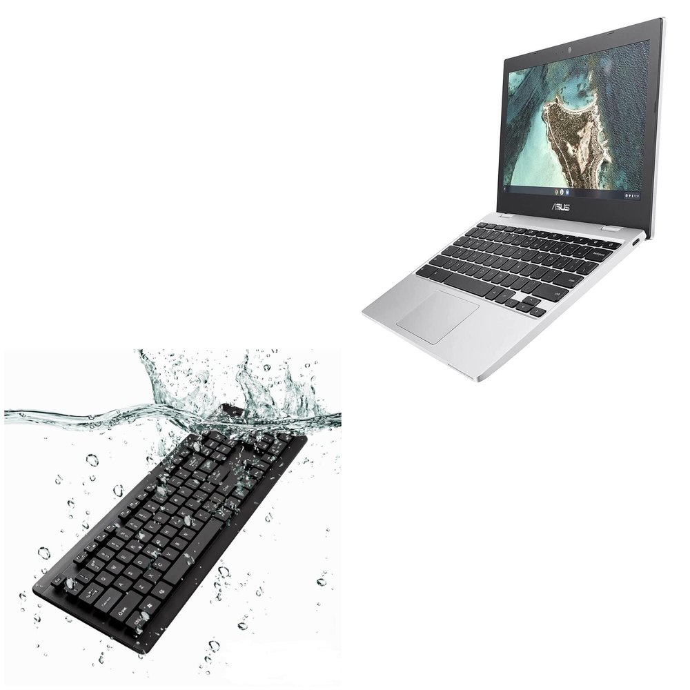 BoxWave Keyboard Compatible with ASUS Chromebook CX1 (CX1101) - AquaProof USB Keyboard, Washable Waterproof Water Resistant - Jet Black