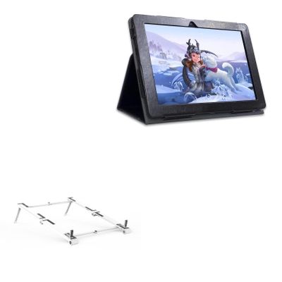 BoxWave Stand and Mount Compatible with Simbans PicassoTab (10 in) - Pocket Aluminum Stand 3-in-1, Portable Multi Angle Viewing Riser - Metallic Silver
