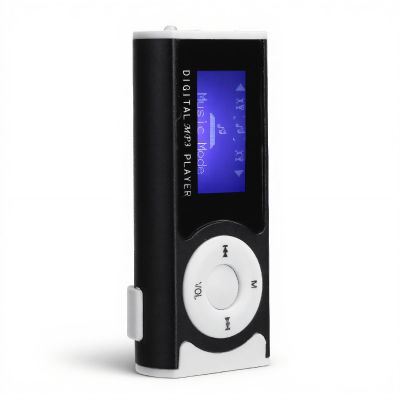Clip MP3 Player, Digital Lossless Music Player, Portable Sports MP3 Flashlight Mini BackClip LCD Mini Screen Music Media Player (Black)