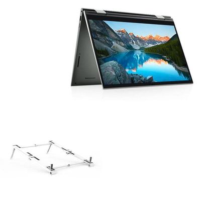 BoxWave Stand and Mount Compatible with Dell Inspiron 14 2-in-1 (7415) - Pocket Aluminum Stand 3-in-1, Portable Multi Angle Viewing Riser - Metallic Silver