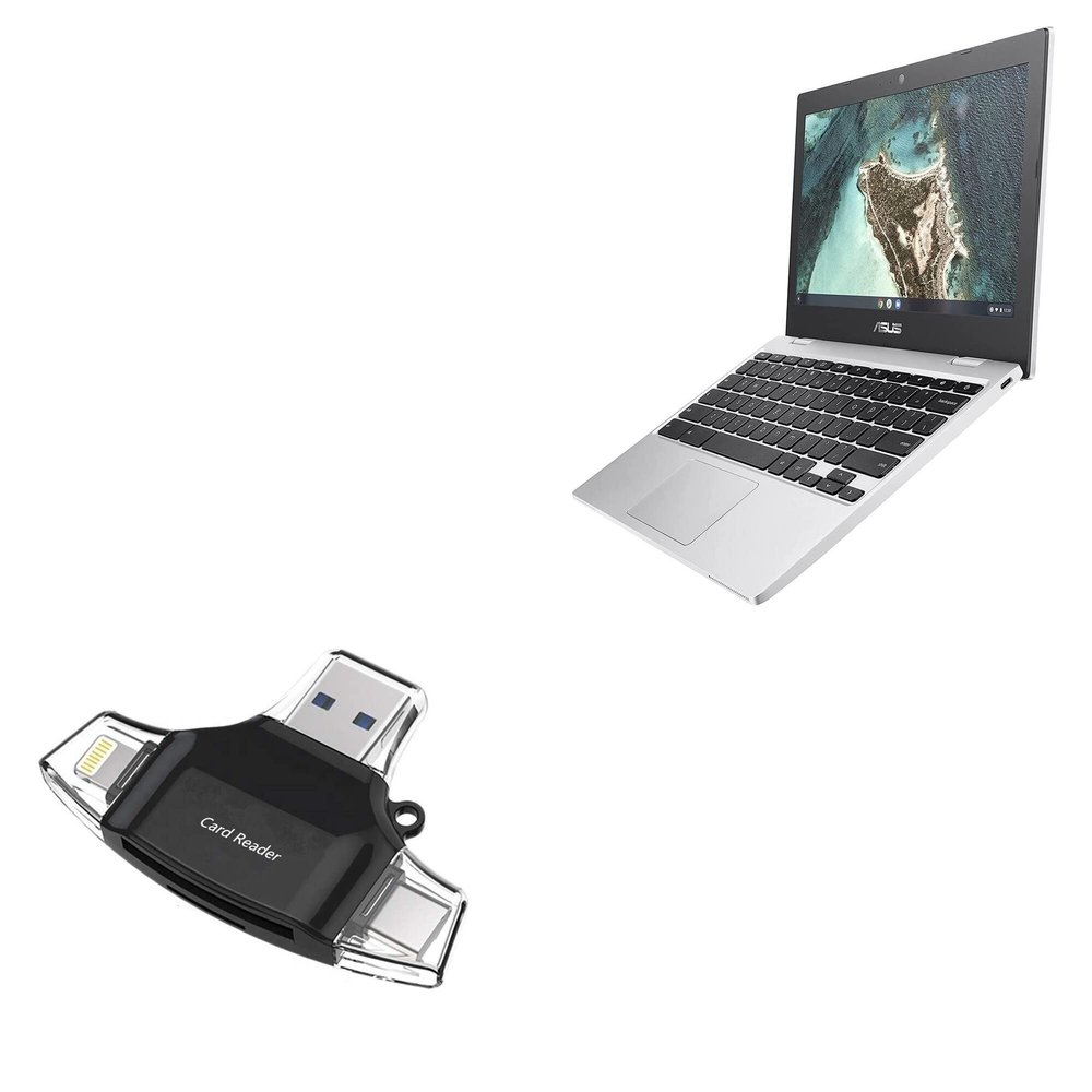 BoxWave Smart Gadget Compatible with ASUS Chromebook CX1 (CX1101) - AllReader SD Card Reader, microSD Card Reader SD Compact USB - Jet Black