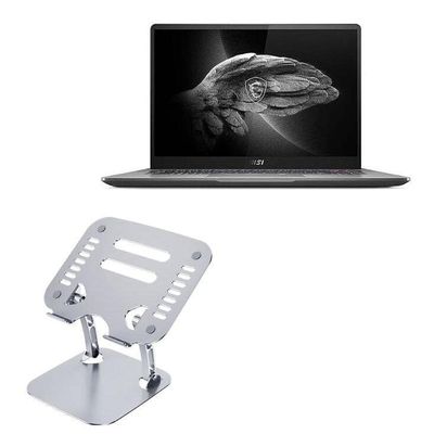 BoxWave Stand and Mount Compatible with MSI Creator Z16 (16 in) - Executive VersaView Laptop Stand, Ergonomic Adjustable Viewing Angle Metallic Riser - Metallic Silver