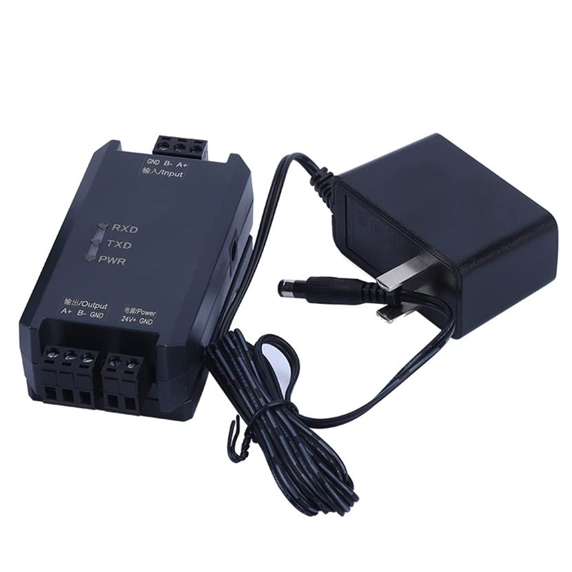 485-485+ Industrial Grade RS485 Photoelectric Isolation Repeater Signal Amplification Extender Lightning Protection Anti-Interference Module (Repeater + External Power Supply)