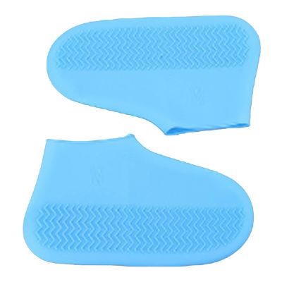 Silicone Waterproof Shoe Covers, Waterproof Shoes Cover, Non Slip Rain Shoe Covers Reusable Unisex Shoe Protector Overshoes, Easy To Carry for Women, Men, Kids Outdoor(Blue M)
