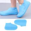 Silicone Waterproof Shoe Covers, Waterproof Shoes Cover, Non Slip Rain Shoe Covers Reusable Unisex Shoe Protector Overshoes, Easy To Carry for Women, Men, Kids Outdoor(Blue M) view 3