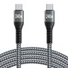 10FT 240W USB C to USB C Super Fast Charging Cable,Nylon Braided Type C to Type C Charge Cable Compatible with iPhone 15,iPad Air 5/4,iPad mini 6,MacBook Pro/Air,Samsung Galaxy S24/S23,Pixel(Grey) view 1