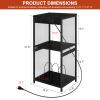 Black End Table with Charging Station Nightstand with Storage RecordRecord Player Stand Player Table 3-Tier Vinyl Stand Up to 150 LP for Living Room Bedroom Office view 2