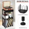 Black End Table with Charging Station Nightstand with Storage RecordRecord Player Stand Player Table 3-Tier Vinyl Stand Up to 150 LP for Living Room Bedroom Office view 4