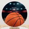 Leyiyi 7.5x7.5ft Basketball Court Round Backdrop Cover Basketball Match Sports Theme Photography Background Indoor Basketball Field Stadium Spotlight Light Photo Backdrop for Boys Birthday Party Decor view 1