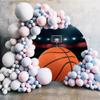 Leyiyi 7.5x7.5ft Basketball Court Round Backdrop Cover Basketball Match Sports Theme Photography Background Indoor Basketball Field Stadium Spotlight Light Photo Backdrop for Boys Birthday Party Decor view 3