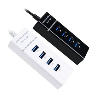 SmartQ H302S USB 3.0 Hub for Laptop with 2ft Long Cable, Multi USB Port Expander, Fast Data Transfer USB Splitter for Laptop, Compatible with Windows PC, Mac, Printer, Mobile HDD Black