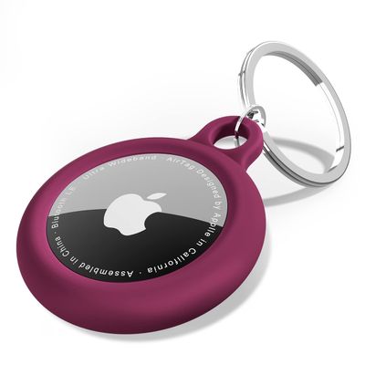oakxco for Airtag Keychain Silicone, Airtag Holder with Key Ring, Air Tag Cover Cute Accessories for Kids, Luggage, Car Dog Collar, Compatible with Apple Airtag Case Waterproof, Burgundy Maroon Wine