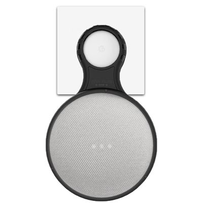 EM02 Mini Holder ABS Wall Mount Stand, No Screws Required, Smart Home Speaker Accessory Rack, Space Saving for Kitchen, Bathroom and Bedroom (Google Home Mini, Black)